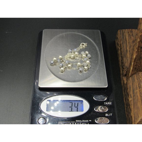 16" Sterling Silver Worn Plastic Orbs Chain Necklace - Picture 5 of 5